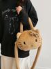 Borsa a tracolla rotonda in peluche Hello Kitty a cartoni animati con cerniera per bambine