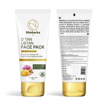 Nimbarka D Tan Ubtan Gesichtsmaske, 100 ml – 24 Karat Gold Strahlkraft, Sofortige Bräunungsentfernung, Aufhellend & Aufhellend, Sulfatfrei, Parabenfrei, Neem Protec