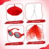 Big Goose Clothes Retro Red Sunglasses Mesh Scarf Plush Beret Set for Lawn Geese Up to 23 Inches Cool Fashion Party Decoration Accessories