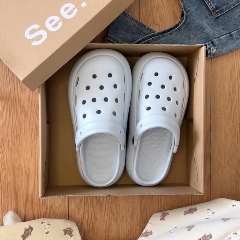 Cartoon Small Fish Thick-soled Heightened Comfortable Non-slip Bag Head Cool Slippers Summer New Beach Vacation Hole Shoes