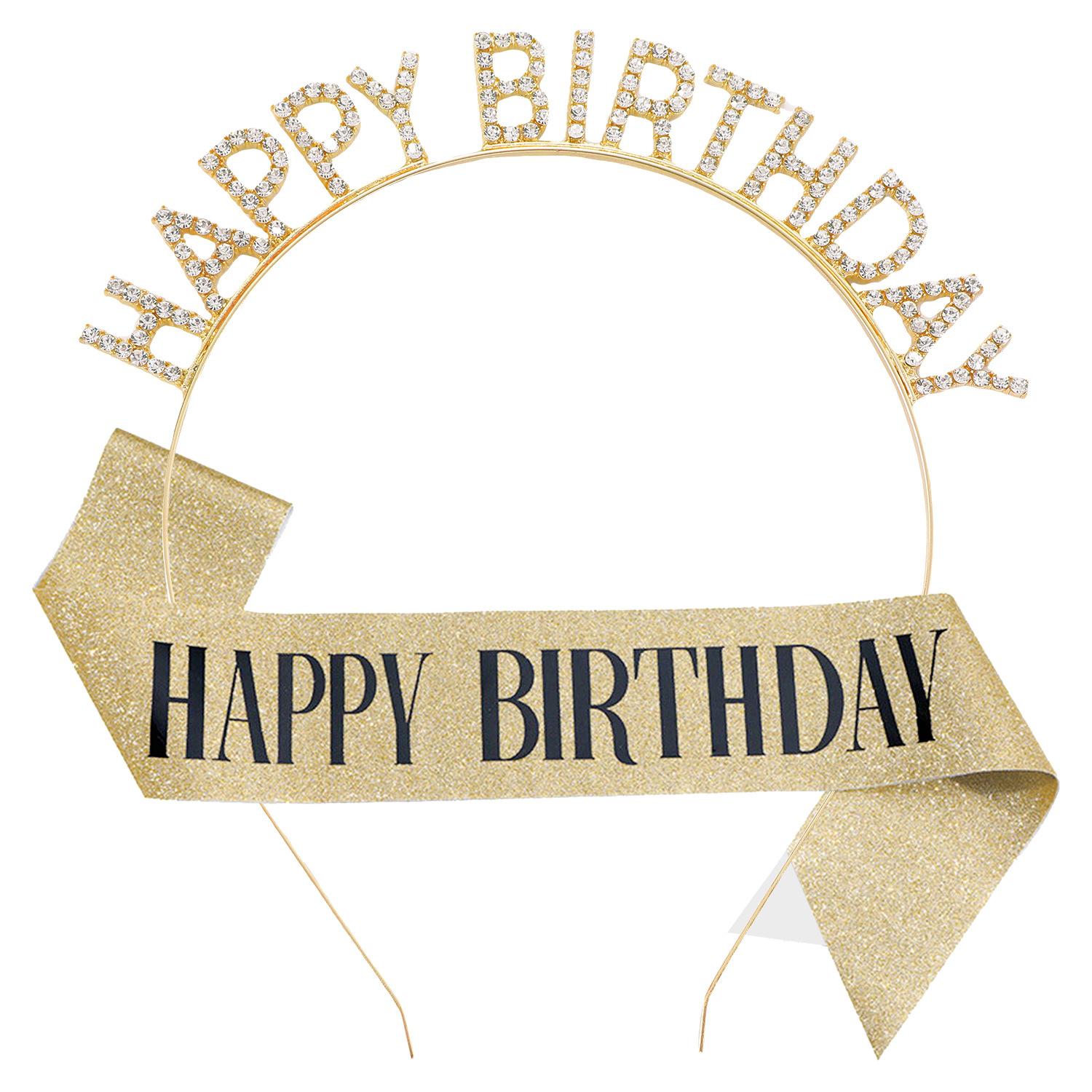 

Birthday Party HAPPY BIRTHDAY Headband, Hairpin, Ribbon, Baking Gift Girl Photo Prop Decoration 2026 17*18CM