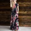 Women's Summer Long Dress Floral Print Boho Beach Dress Tunic Maxi Dress Evening Party Dress