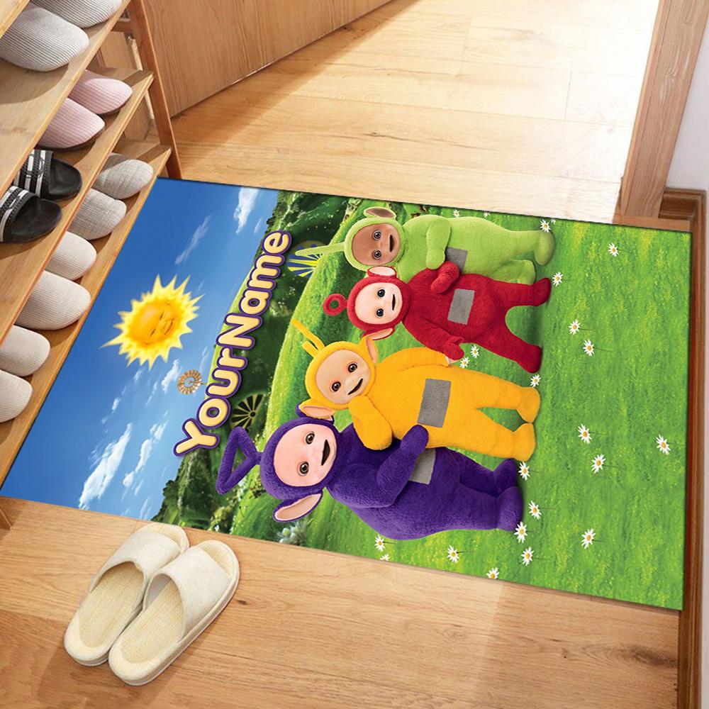 Teletubbies Personalized Name Area Rug Suitable for Living Rooms Decorate Room Dormitory Foyer Antislip Carpet Anime Office Decor