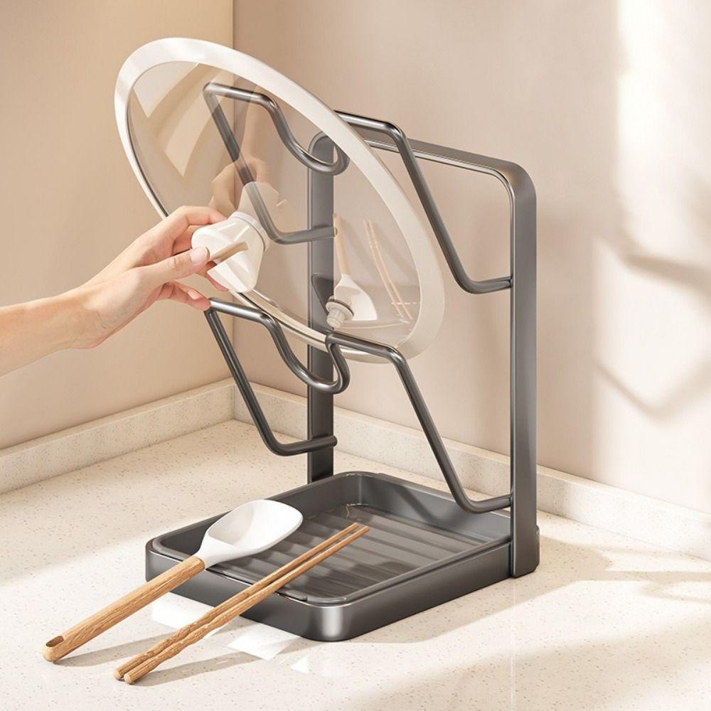 Space Saving Double Layers Pot Lid Rack No Drill Cooking Utensil Holder Pot Lid Organizer Kitchen
