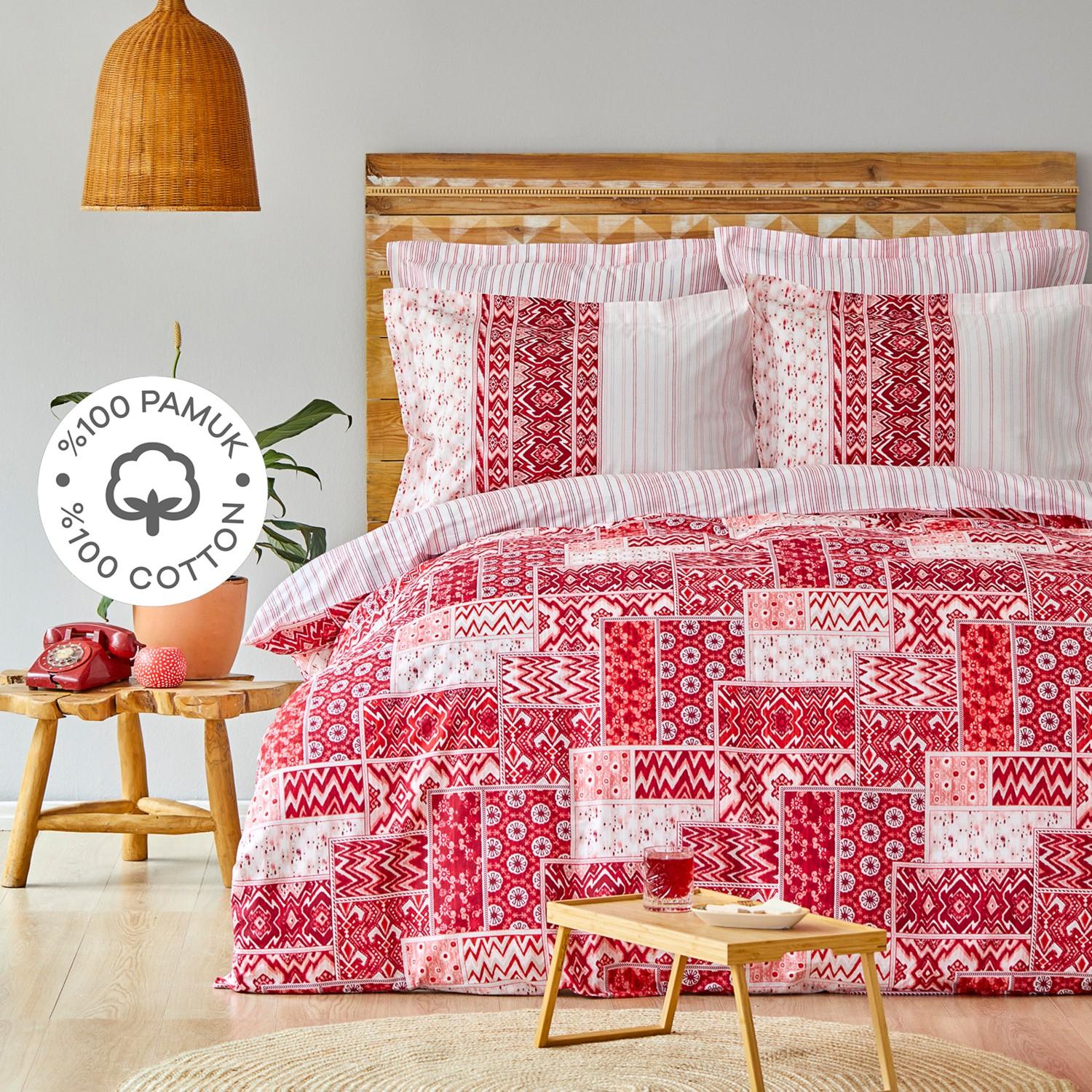 

Комплект двойного пододеяльника Pietra Red из 100 % хлопка