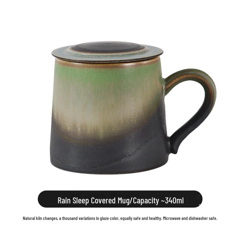 Xiang Shang Rain Sleep Inner Black Glaze Ceramic Mug with Lid