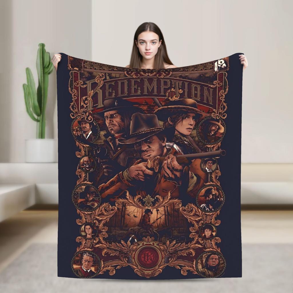 Warm Soft Blanket Travel Office Arthur Morgan  RDR 2 West Cowboy Vintage Bedding Throws  Flannel Bedspread For Sofa Bed Cover