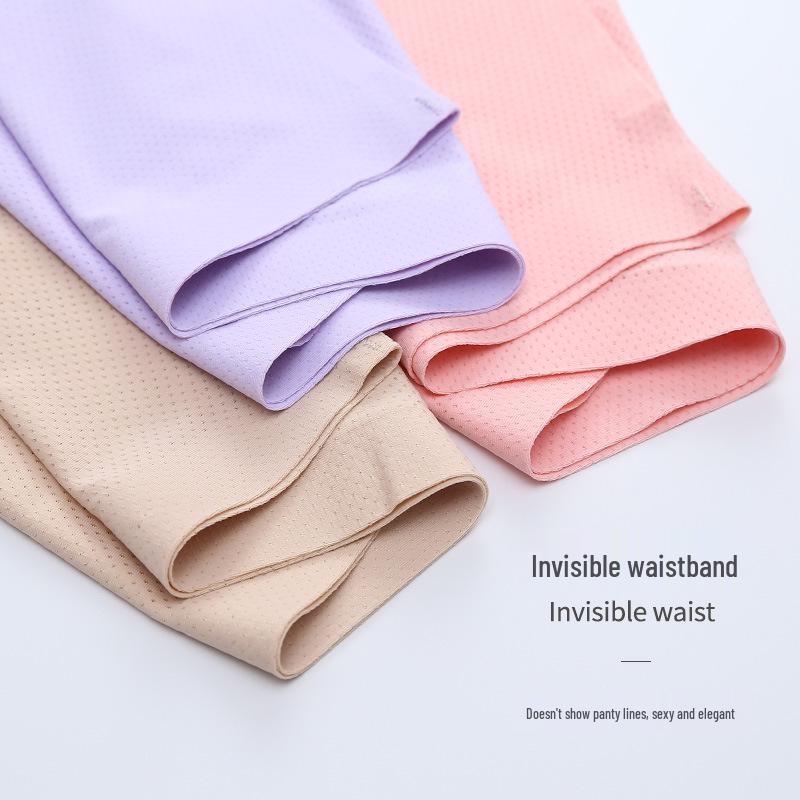 Ice Silk Seamless Breathable Mesh Mid-Waist Hollow Out Sexy Thin Women's Triangle Panties