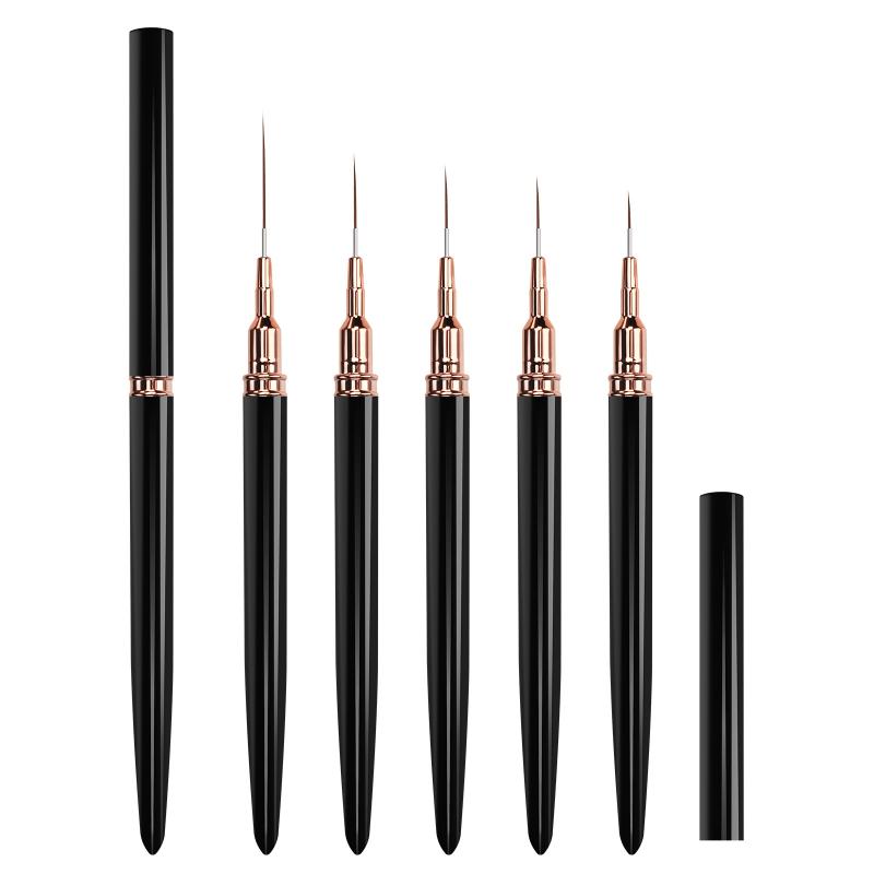 5Pcs Nail Art Liner Brush Set Uv Gel Nail Brushes Kits French Stripe Line Painting Drawing Flower Pen Professional Manicure Tool