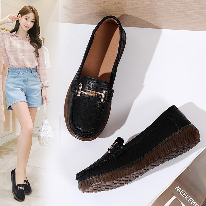 Handmade Comforty Fashion Sneakers Women Flats Soft Lightweight Leather Casual Shoes Nurse Slip On Loafers Breathable Mom Shoes
