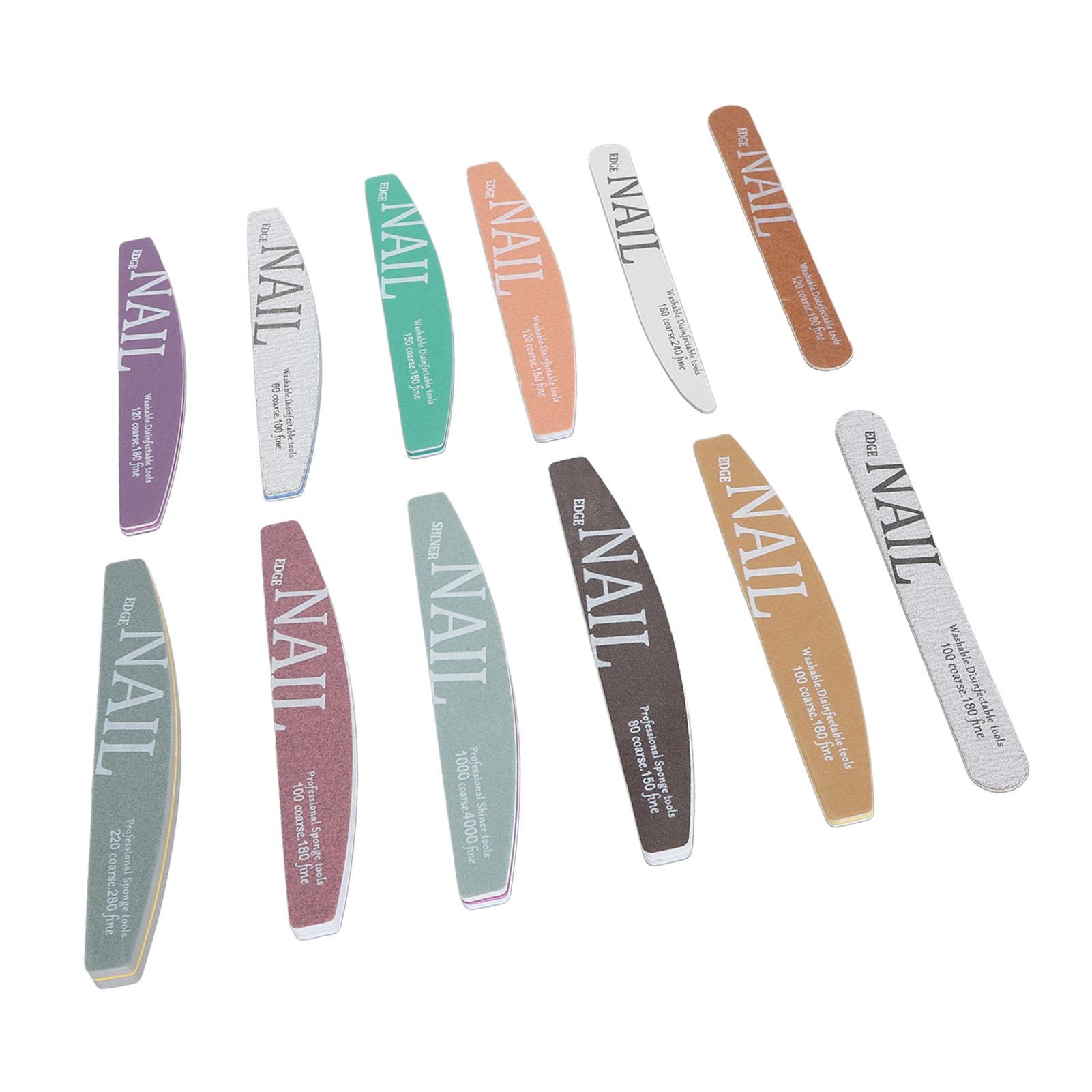 

12 шт. Полумесяц пилочка для ногтей полировальная форма полировщик Shine Grit пилочка для ухода за ногтями для маникюра