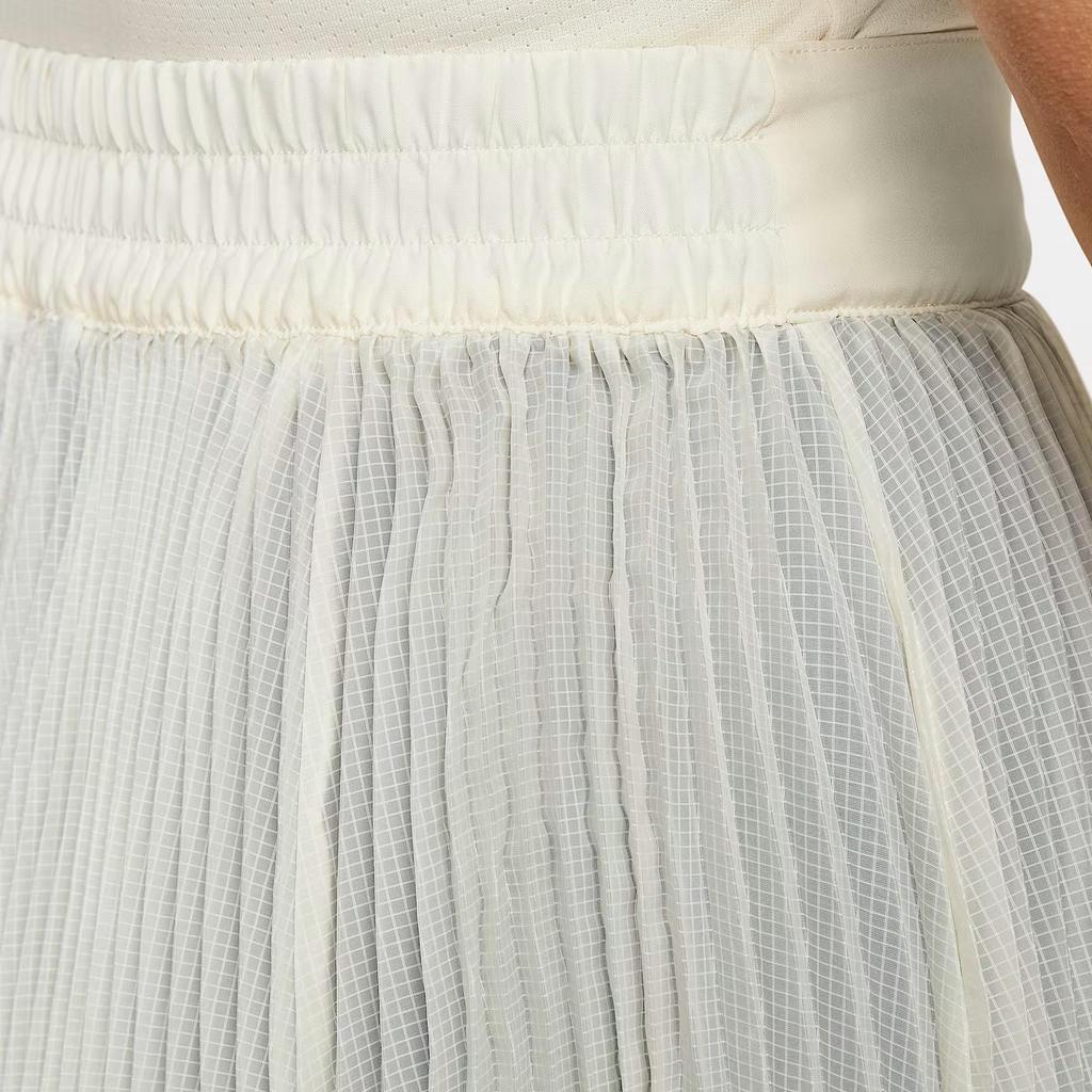 Nike Court Slam Fashion Versatile Comfortable Soft Casual Long Skirt Women Skirts Light-Ivory Black HF6443-110