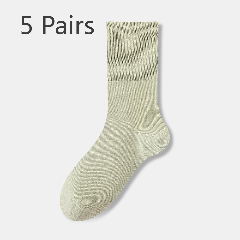 5 Pairs of Women's Spring and Autumn Boneless Antibacterial Mid Calf Elastic Socks