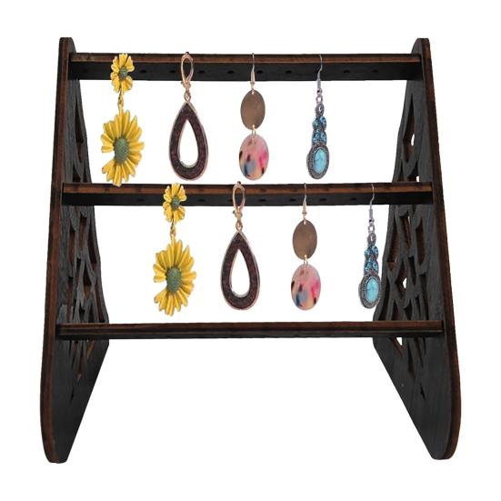 Wooden Earrings Storage Rack Strong Load-bearing Multilayer Design Rustic Design Earrings Display Holder Jewelry Organizer