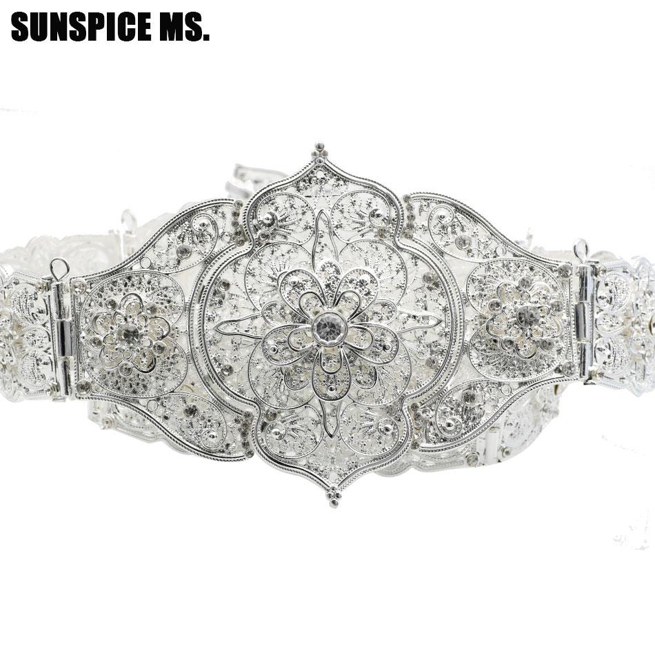 Caucasus Women Dress Belt Metal Waist Chain Adjustable Length Crystal Slavic Bridal Wedding Jewelry Caftan Robe Belt