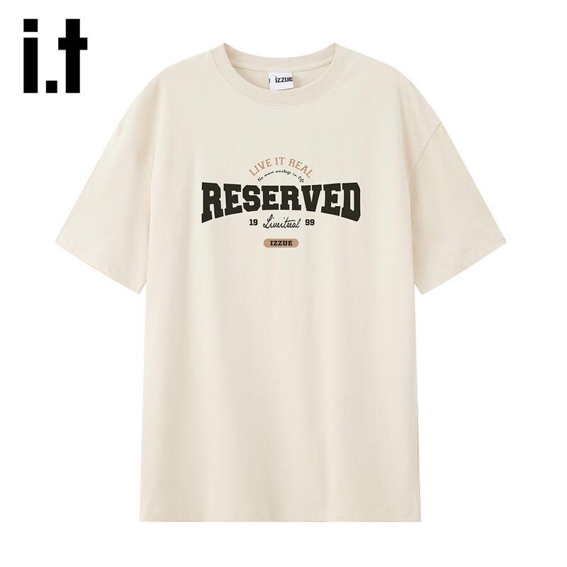 Izzue IT Men s Loose Fit Cotton Printed Letter Round Neck T-Shirt M