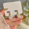 1 Pair Women Earrings Camellia Shape Faux Pearl Design Show Unique Charm Alloy Mini Flower Style Elegant All-Match Drop Earrings for Dating
