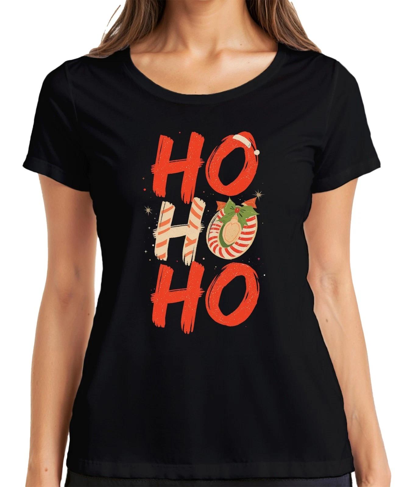 HO HO HO Weihnachten Weihnachtskugel Zuckerstange Retro festlich Damen T-Shirt XXXXL