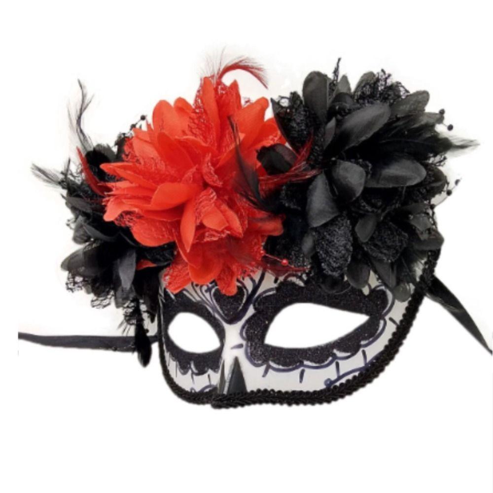 Halloween-Masken mit Teufelsblumen Mexiko Tag der Toten Masken für Maskenbälle Cosplay Auftritte Karnevalsparty