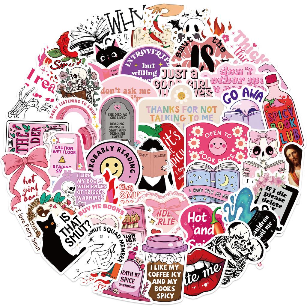 Multiple 50PCS Cartoon Reading Books Smut Graffiti Stickers Graffiti Stickers for Bicycle Hand Account Pencil Case Decals