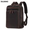 DUJIANG Men's Genuine Leather Backpack - Business Casual Crazy Horse Style