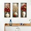 3 Sheets 3D Flower Vase Wall Stickers Faux Floral Wall Decals Peel And Stick Wall Art Mural for Living Room Bedroom Office Home Decor