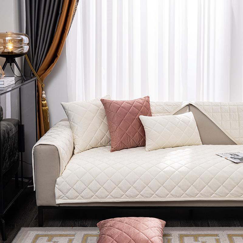 Four Seasons Universal Embroidery Craft Sofa Cushion Sofa Cover Fabric Plush Anti-Scratching Leather Sofa Cushion Protection