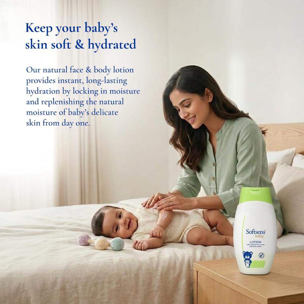 Softsens Baby Nourishing Lotion Milk Cream Shea Butter Gentle Daily Face Body Moisturizer Kids Sensitive Dry Skin 200ML