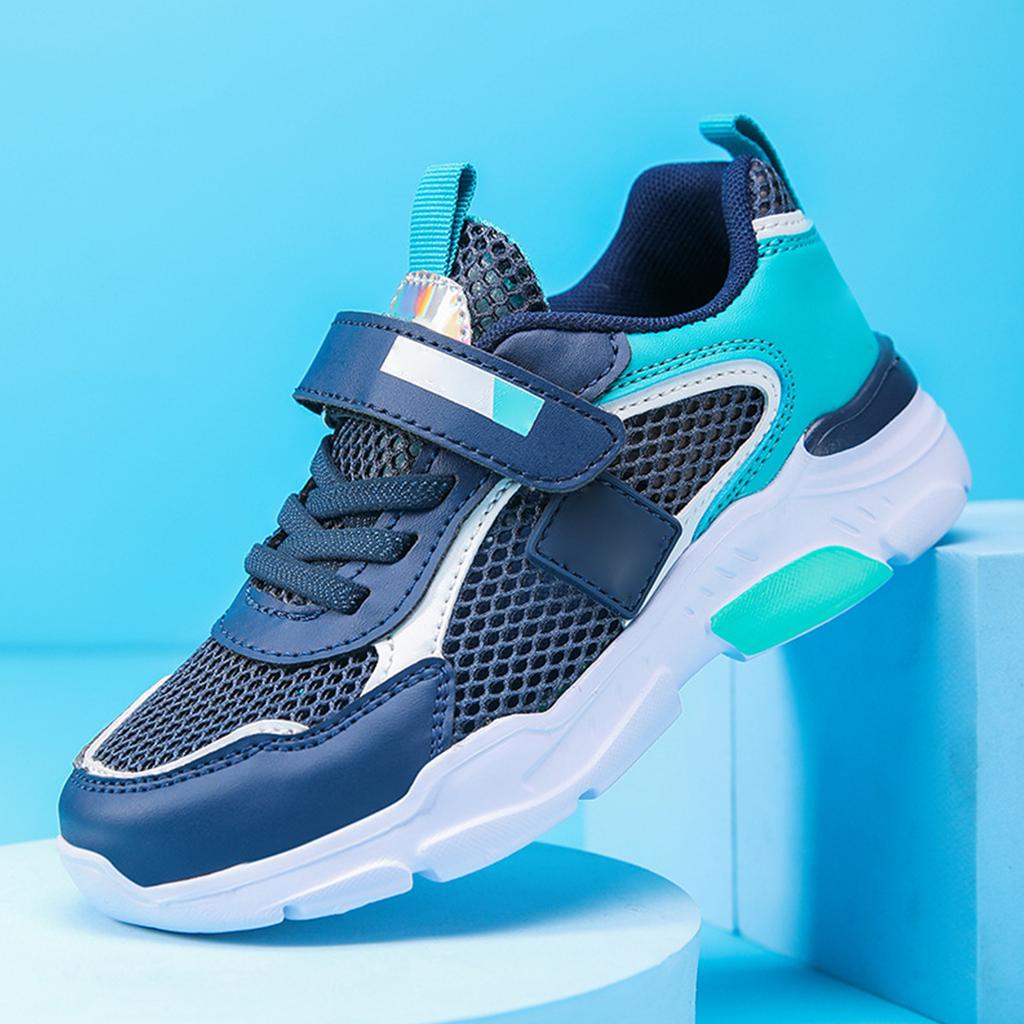 Children Running Shoes Lightweight Breathable Mesh Upper Durable Rubber Outsole Adjustable Hook and Loop Closure Athletic Sneakers for Kids