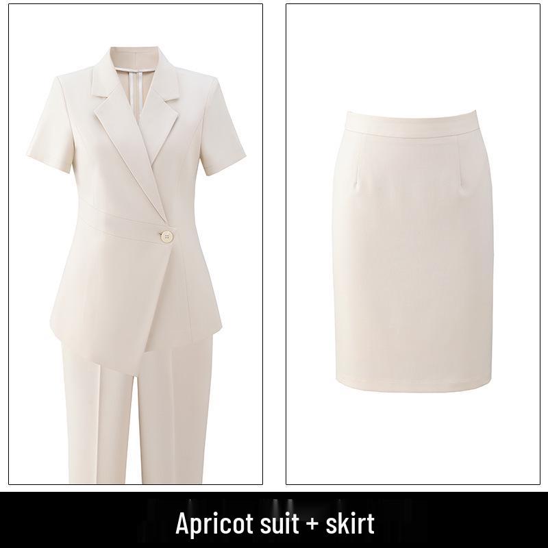 Women's Black Short-Sleeve Suit Jacket – Summer Lightweight, Elegant, Slimming, Professional Wear