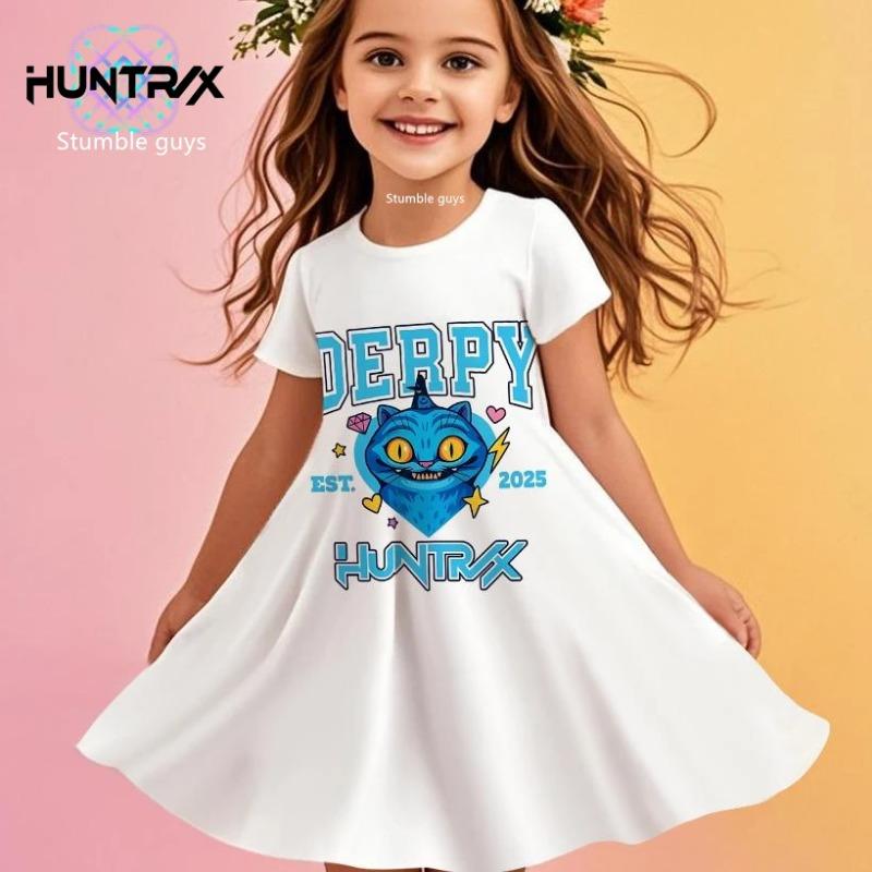 Summer Cute Kpop Demon Hunters Child Short Sleeve Adult Kids Tee Fashion Dress Cosplay Huntrix Fan Gift
