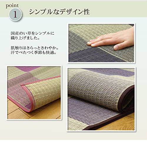 IKEHIKO Igusa Flower-Studded Rug, Made in Japan, Block Gray, 261 x 261 cm (Edo-ma 4.5 Tatami Mats), Product Number: 4117704