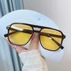 Classic Big Pilot Sunglasses Women Vintage Double Beam Yellow Orange Lens Sun Glasses Female Candy Color 70s Eyewears UV400