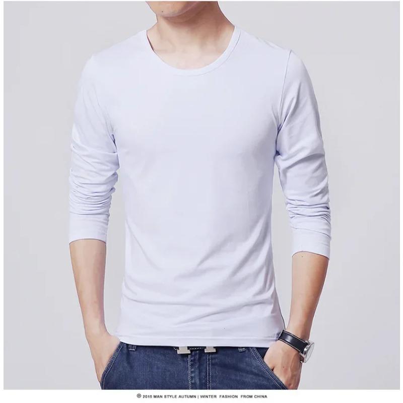 

Men s T-Shirts 3 Basic Colors Long Sleeve Slim Men T-Shirt Young Man Pure Color Tops Tees Shirt O-Neck For Male M