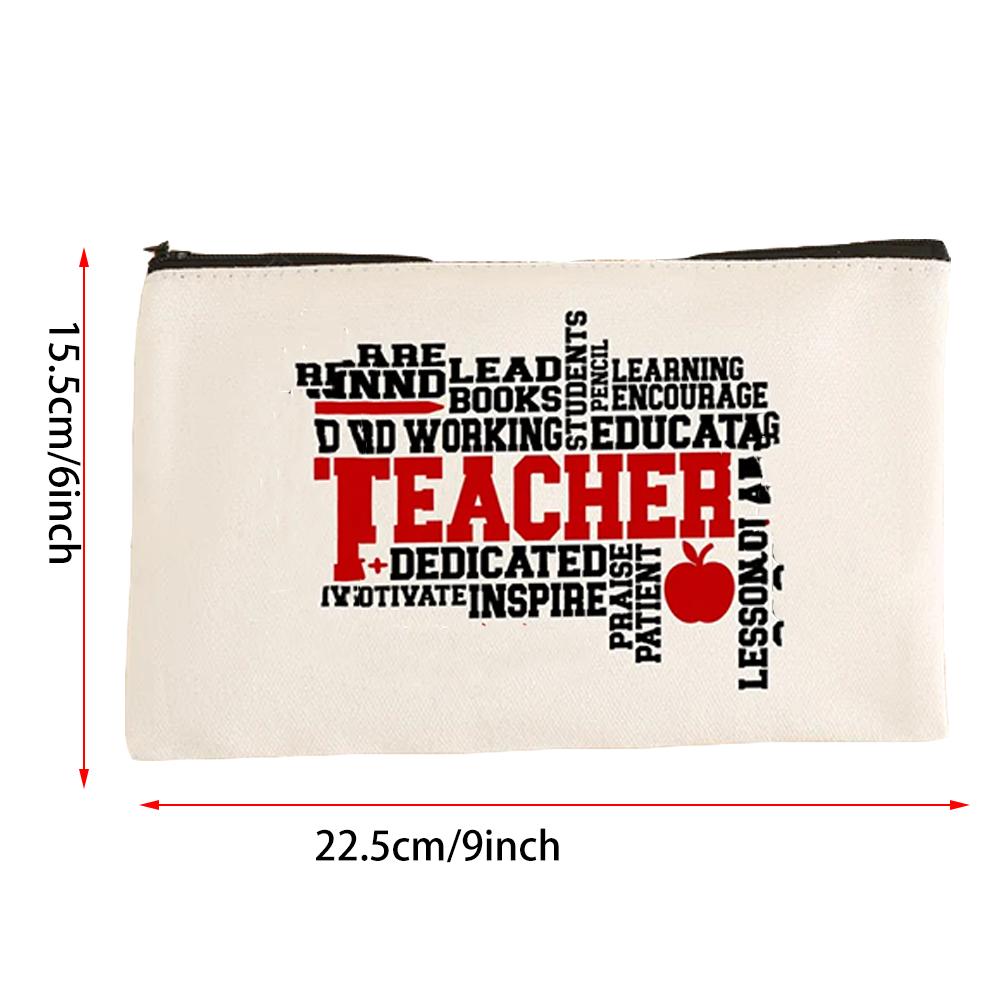 Personalized Educator Canvas Pencil Case Zipper Makeup Bag Back To School Graduation Appreciation Summer Camp End of Term Gift
