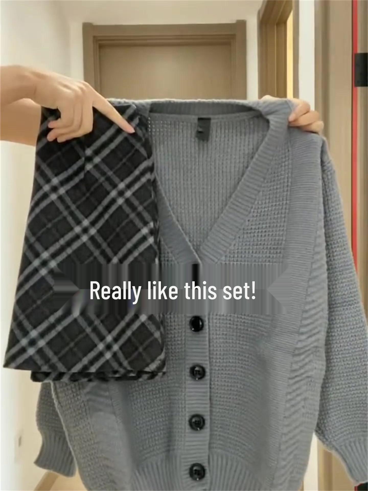 Plaid Wool A-Line High Waist Skirt for Women – 2026 Plus Size Hip-Hugging Style L