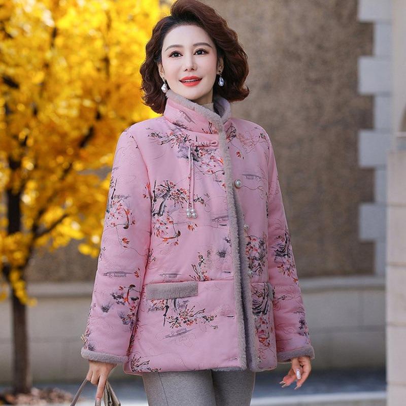 

Новый стиль женская одежда зимняя бархатная утолщенная хлопковая куртка средней длины женская пуховая хлопковая куртка теплая хлопковая куртка 5XL [recommended 150-80kg] розовый