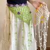 Floral Crochet Triangle Scarf Hip Scarf Mesh Headscarf New Flower Headscarf  Skirt Decor