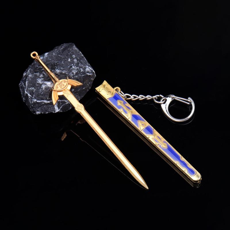 1Pcs Unopened Blade Pendant Keyring Zinc Alloy Metal  Of Famous Ancient Sword Keychain Charms Children'S Gifts