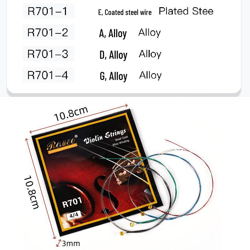 Alice's Violin String Set R701: Steel Strings for Beginner Practice (1st to 4th)