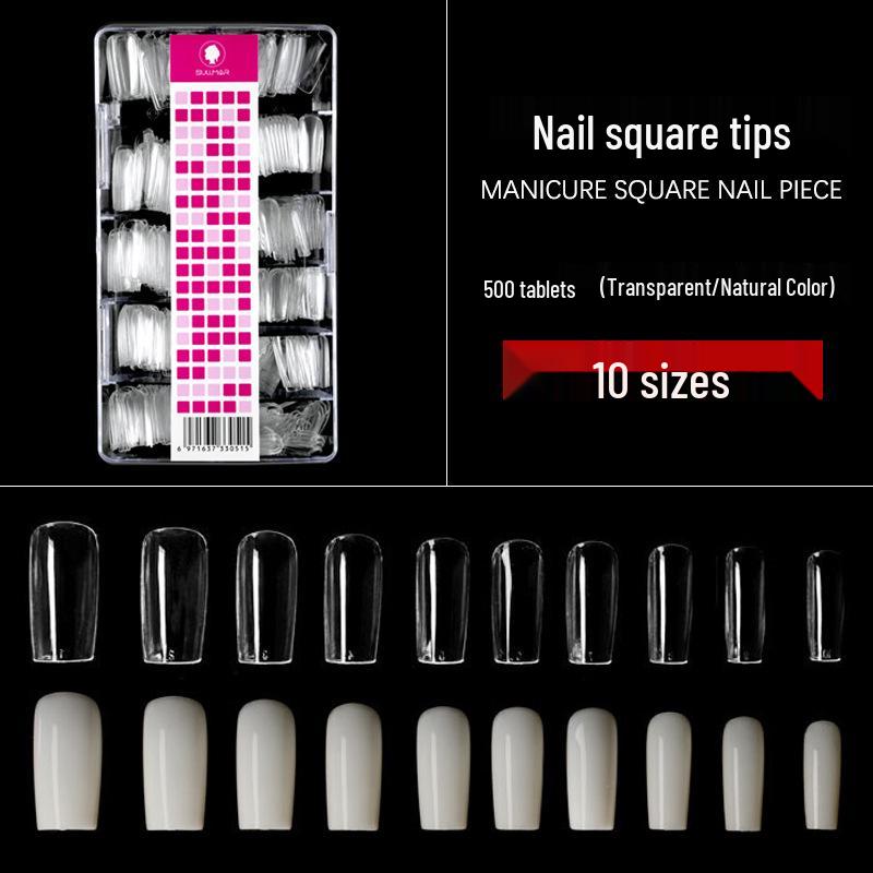 

Dual-Use Square Nail Tips: Full/Half Cover, 500 Pcs.