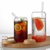 Bambusdeckel Matcha-Glas mit Strohhalm Kaffeetasse Mason Jars für Cocktail Whiskey Milch Saft Cola