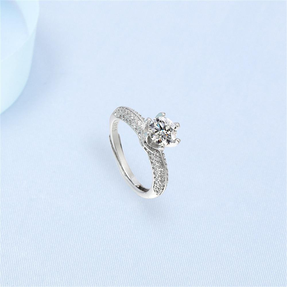 Latest Moissanite One Carat Rings All Women Match Jewelry S  Tone Diamond Rings Adjustable Birthday Festival Lovers Present GiftTrendy Rings