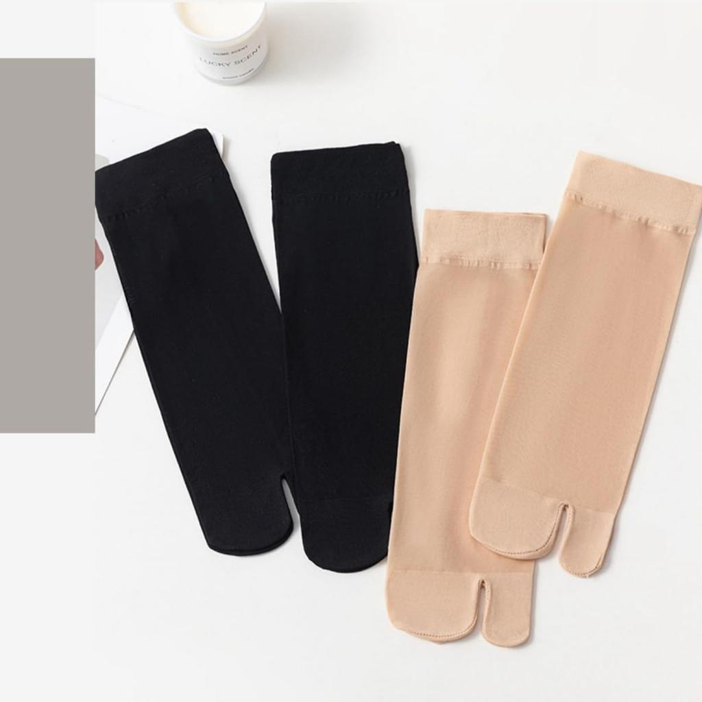 Weuiean Women Split Toe Tabi Socks 5 Pairs Breathable Two Toe Ankle Socks Reinforced Toe Skin Tone One Size