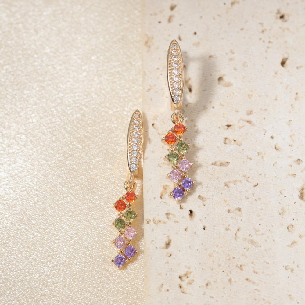 1 Pair Fashion Colorful Geometry Zirconia Dangle Earrings for Women Jewelry Wedding Party Accessories