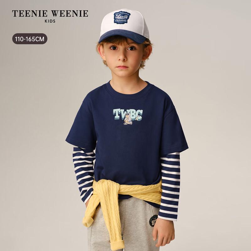 Teenie Weenie Kids  Boys  Printed Faux Two-Piece Striped Long-Sleeve Cotton T-shirt