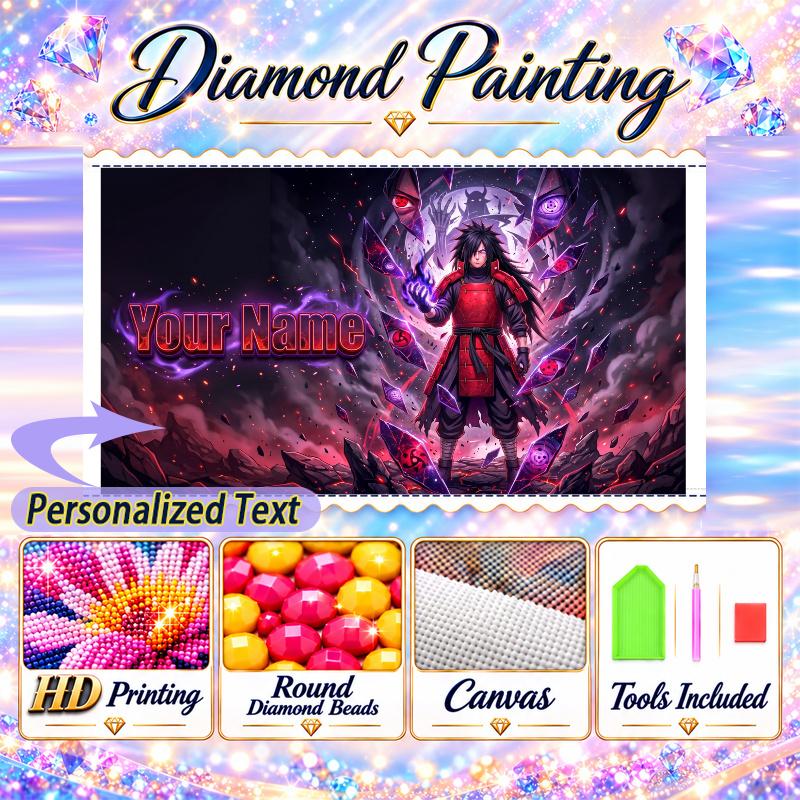 Personalized Madara Uchiha Diamond Art Custom Name 5D Diamond Painting Full Drill DIY Craft