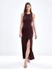 2026 Fall Winter Women Long Sweater Dress Elegant Slit Bodycon Sleeveless Tank Dress Versatile Knit Midi Dress