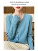 Autumn Korean Slimming V-Neck Wool Cardigan - Women's Long Sleeve Loose Fit