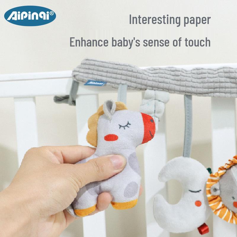 Szara uspokajająca lalka zabawka dla niemowląt do łóżeczka, fotelika samochodowego i wózka